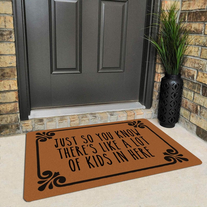 Assaoy Front Door Mat Outside Entrance,Just So You Know There's Like A Lot of Kids in Here Funny Doormats,Entrance Floor Front Mat Indoor//Kitchen Non-Slip Durable Patio Home 23.6 x15.7 in - Image 2